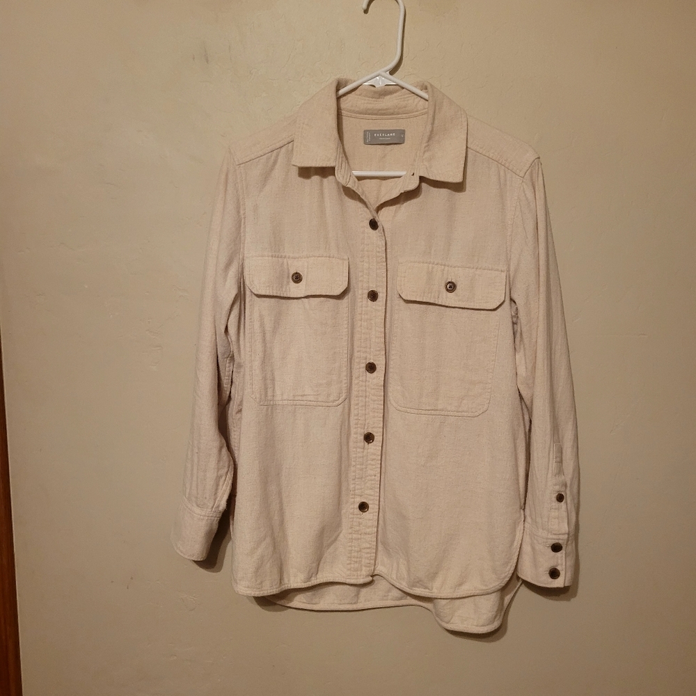 Everlane Button Down Shirt Women's Size Small, Cream 100% Cotton